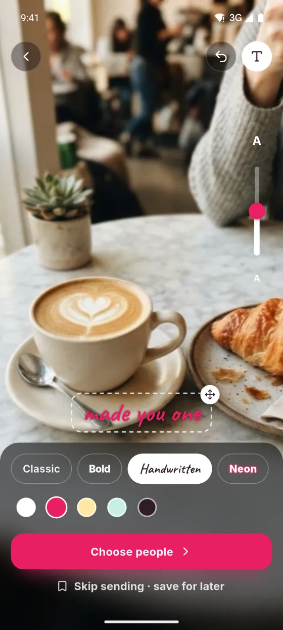 Photo editor with caption styles and colours